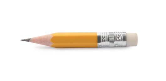 Photo of Sharp graphite pencil isolated on white. School stationery