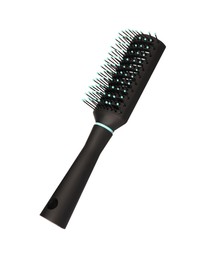 Photo of One new plastic hairbrush isolated on white