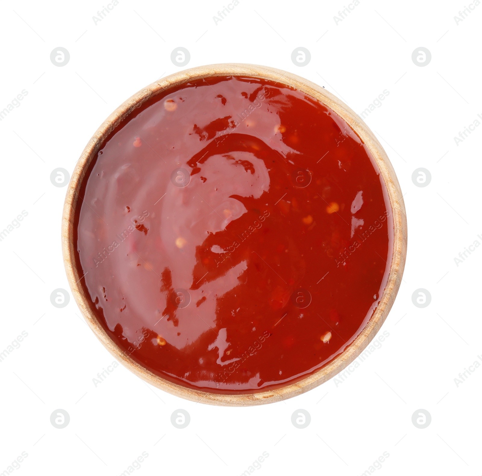 Photo of Fresh marinade in bowl isolated on white, top view