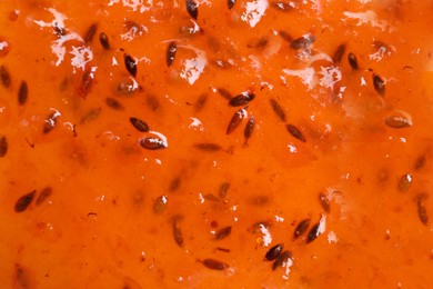 Image of Sea buckthorn jam as background, closeup view