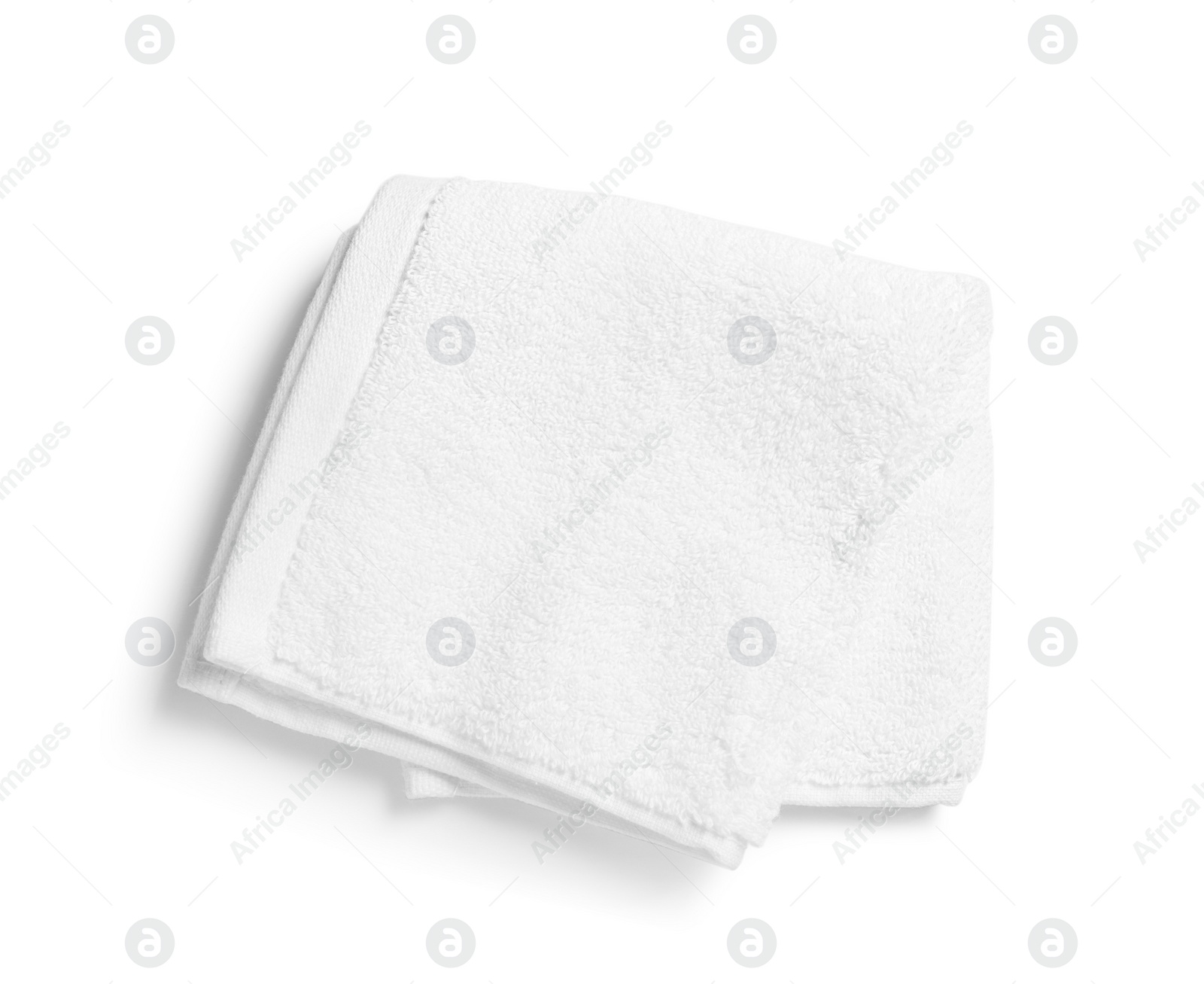 Photo of Soft terry towel isolated on white, top view