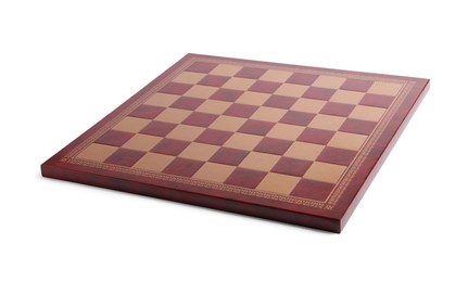 Photo of One wooden chess board isolated on white