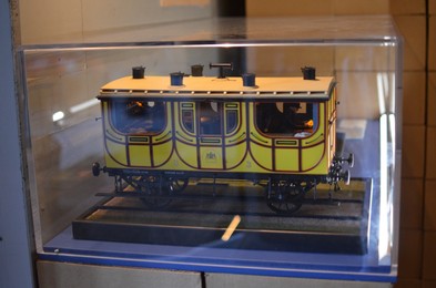 Photo of Utrecht, Netherlands - July 23, 2022: Model of old train on display in Spoorwegmuseum