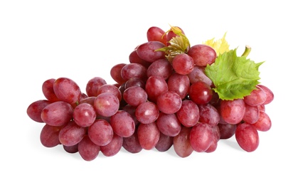 Photo of Bunch of fresh ripe juicy grapes isolated on white