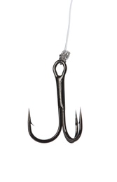 Fishing hook on white background. Angling equipment