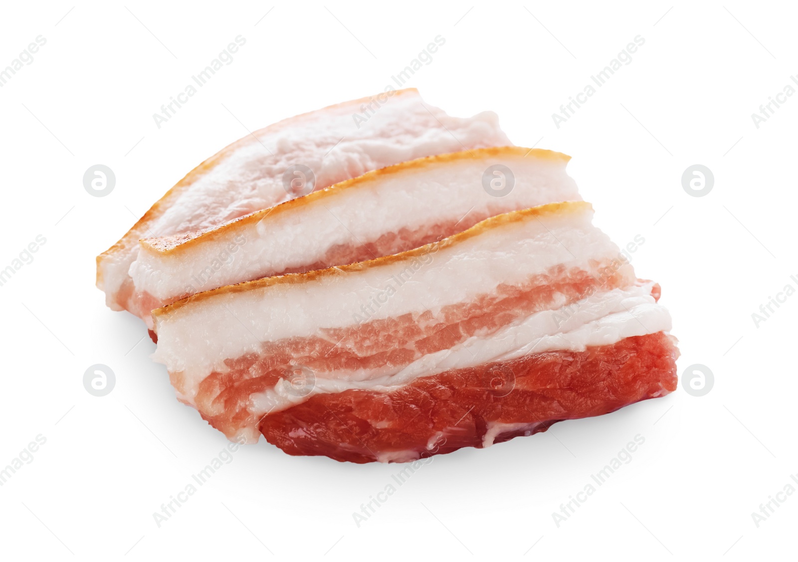 Photo of Pieces of pork fatback isolated on white