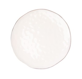 One ceramic plate isolated on white, top view. Cooking utensil