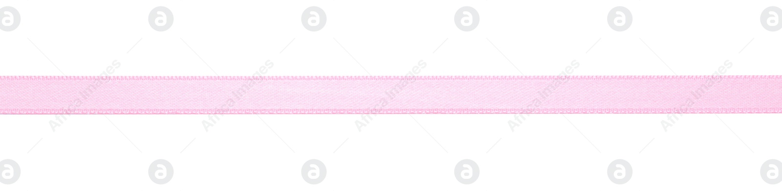 Photo of Beautiful pink ribbon isolated on white, top view