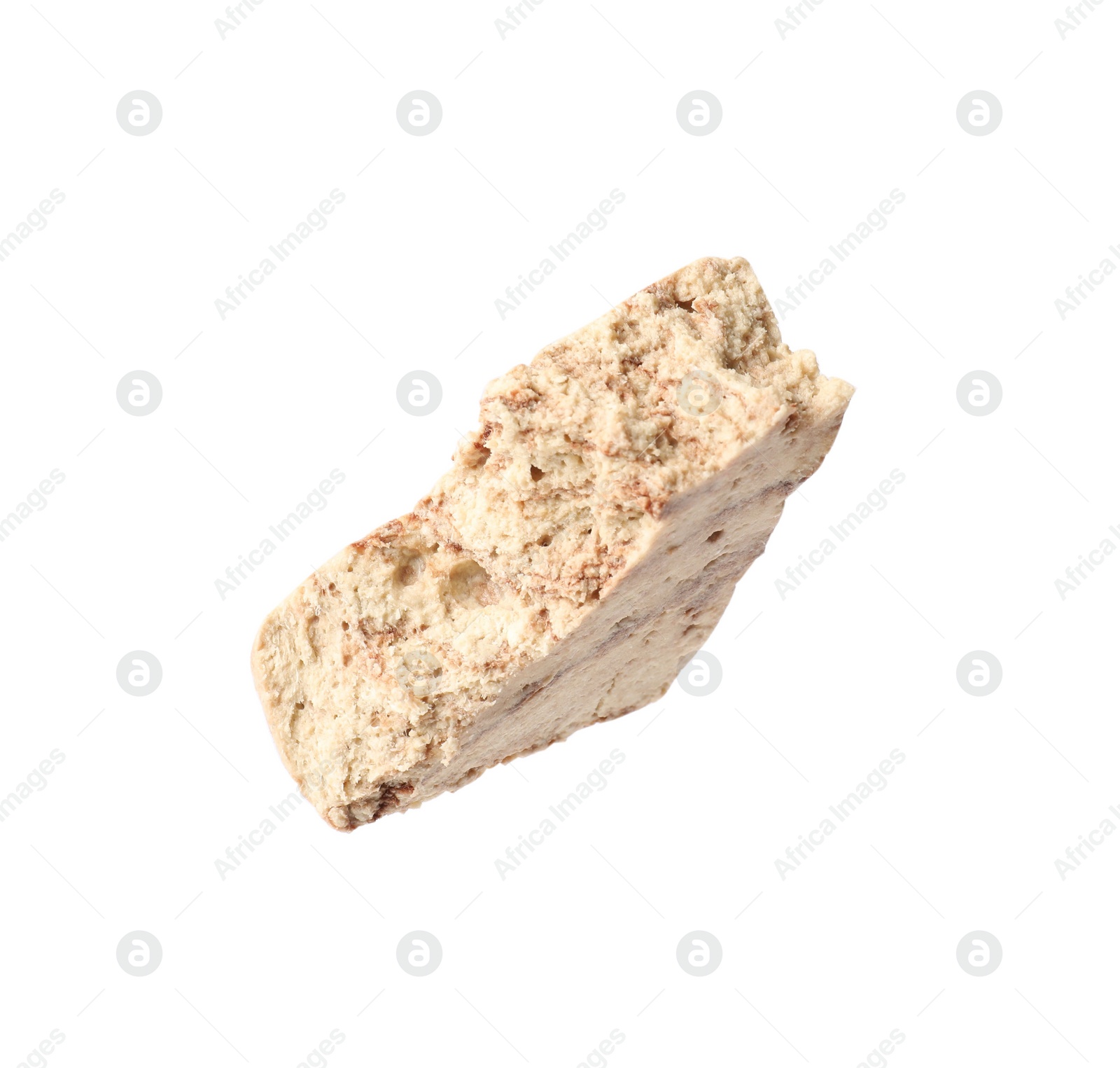 Photo of One piece of tasty chocolate halva isolated on white