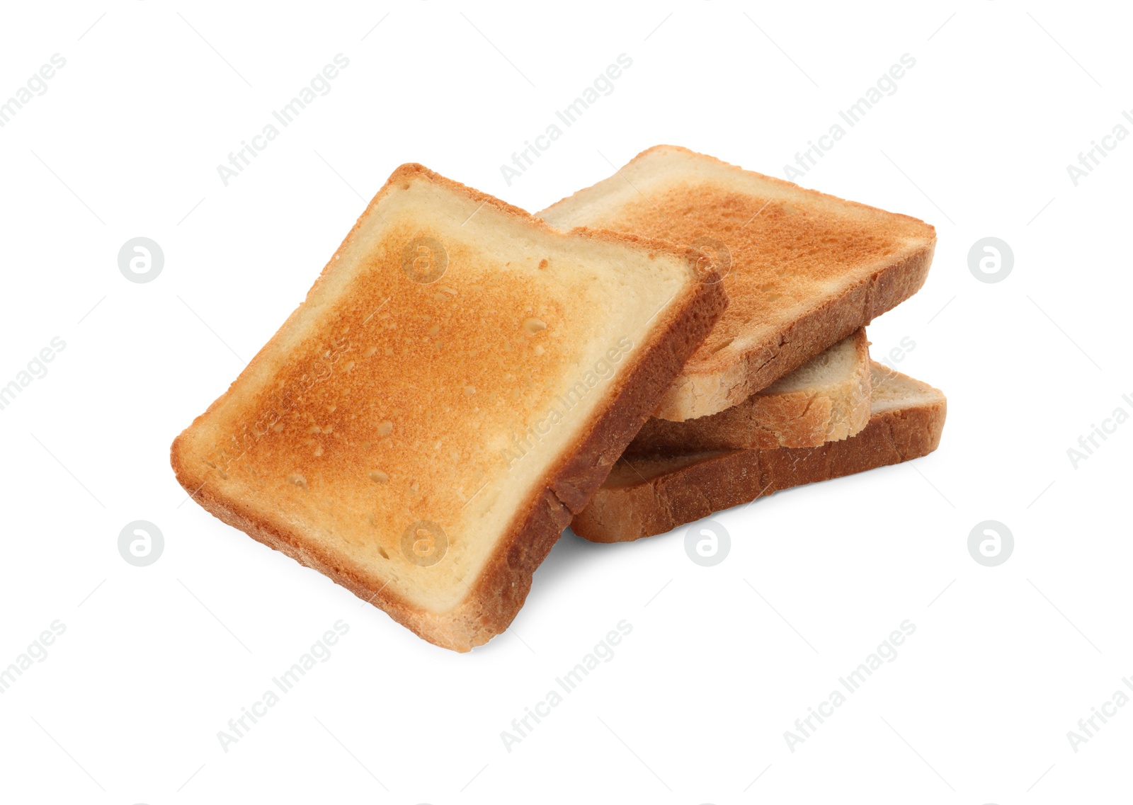 Photo of Slices of delicious toasted on white background