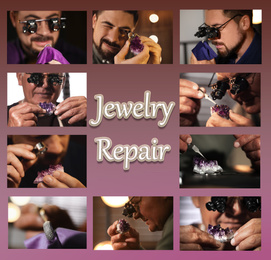 Image of Collage with photos of jewelers at work