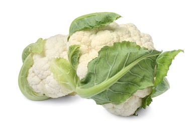 Whole fresh raw cauliflowers on white background