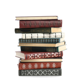 Photo of Collection of different books isolated on white