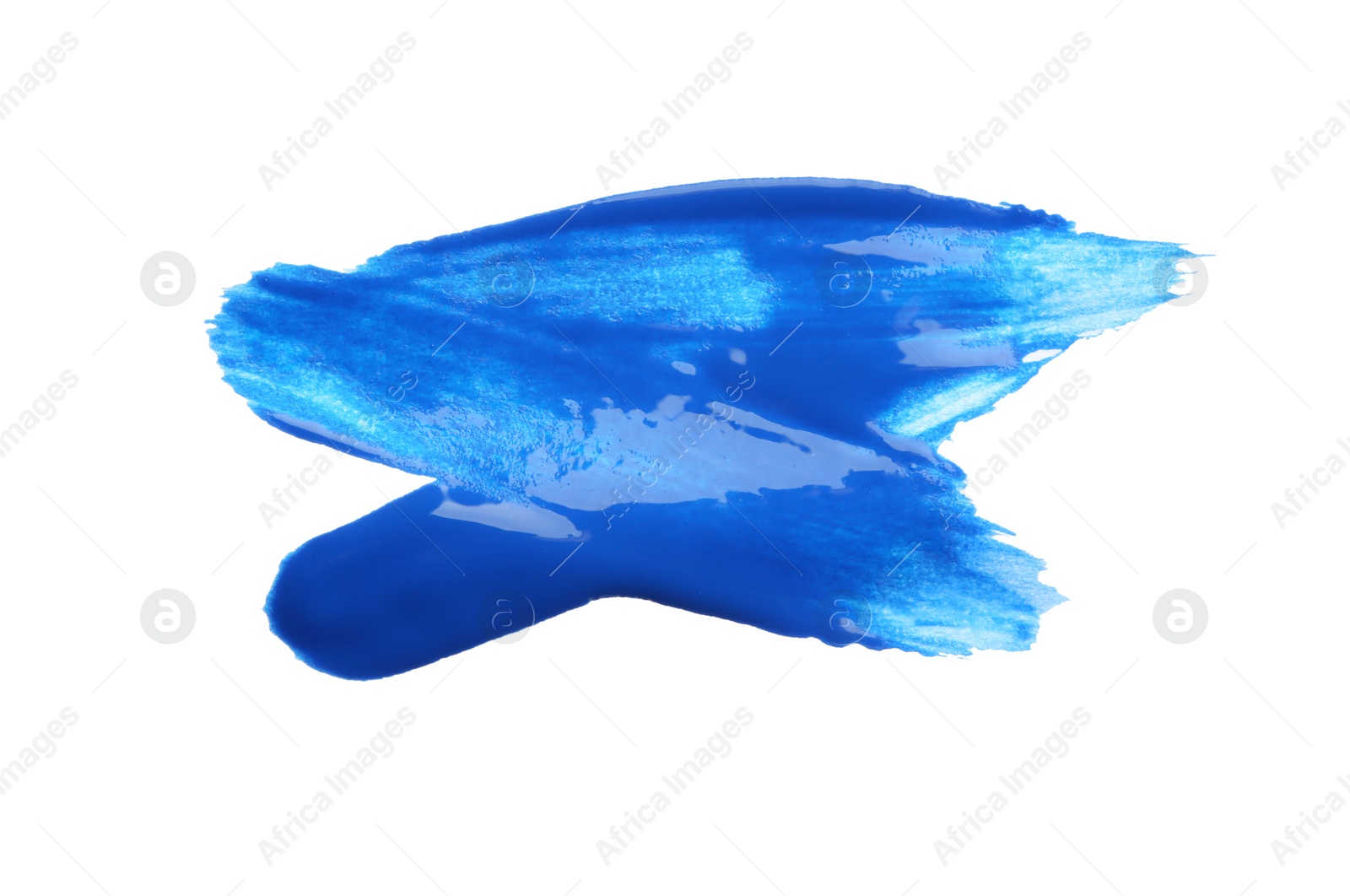 Photo of Abstract brushstroke of blue paint isolated on white