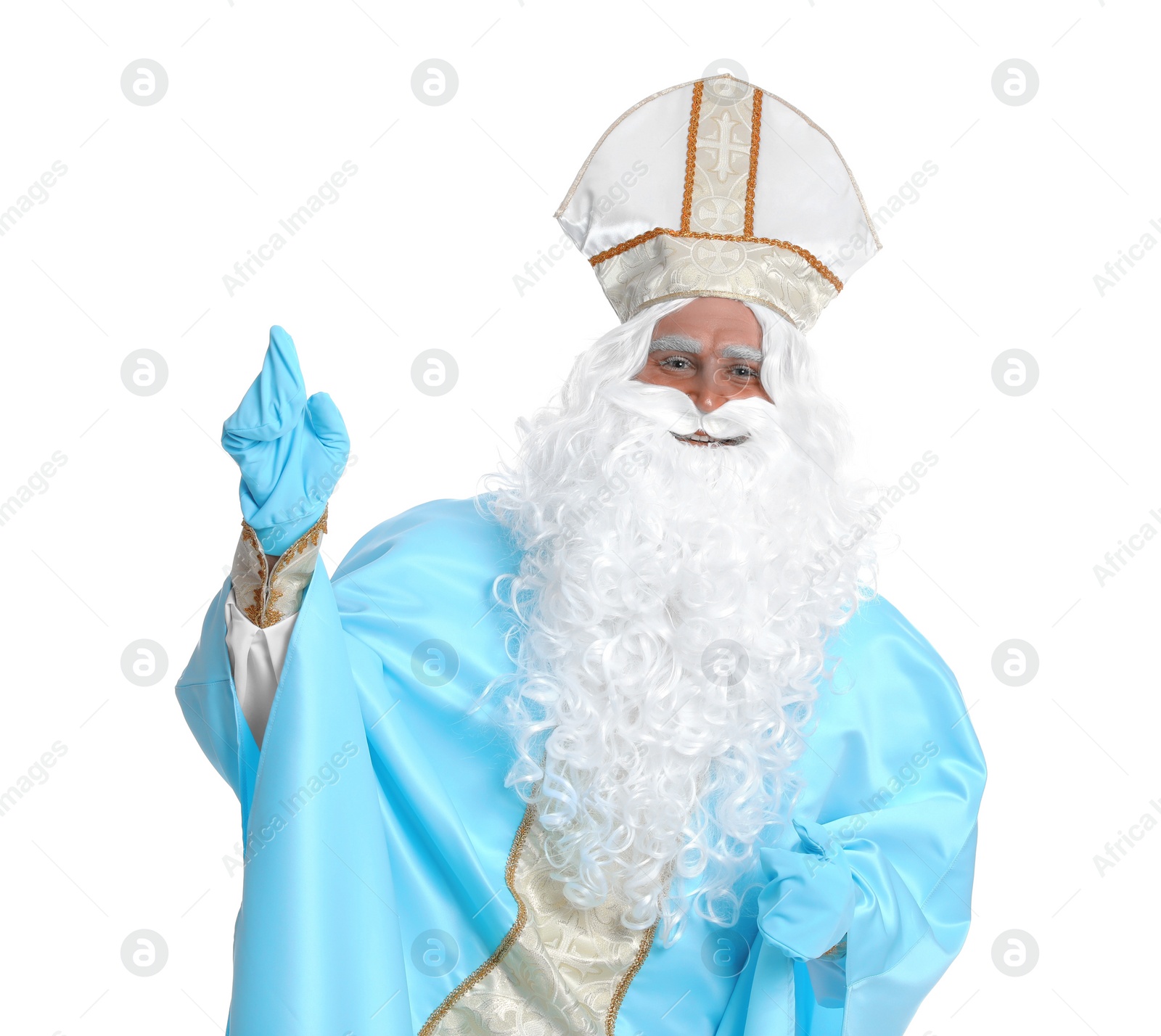 Photo of Portrait of Saint Nicholas on white background