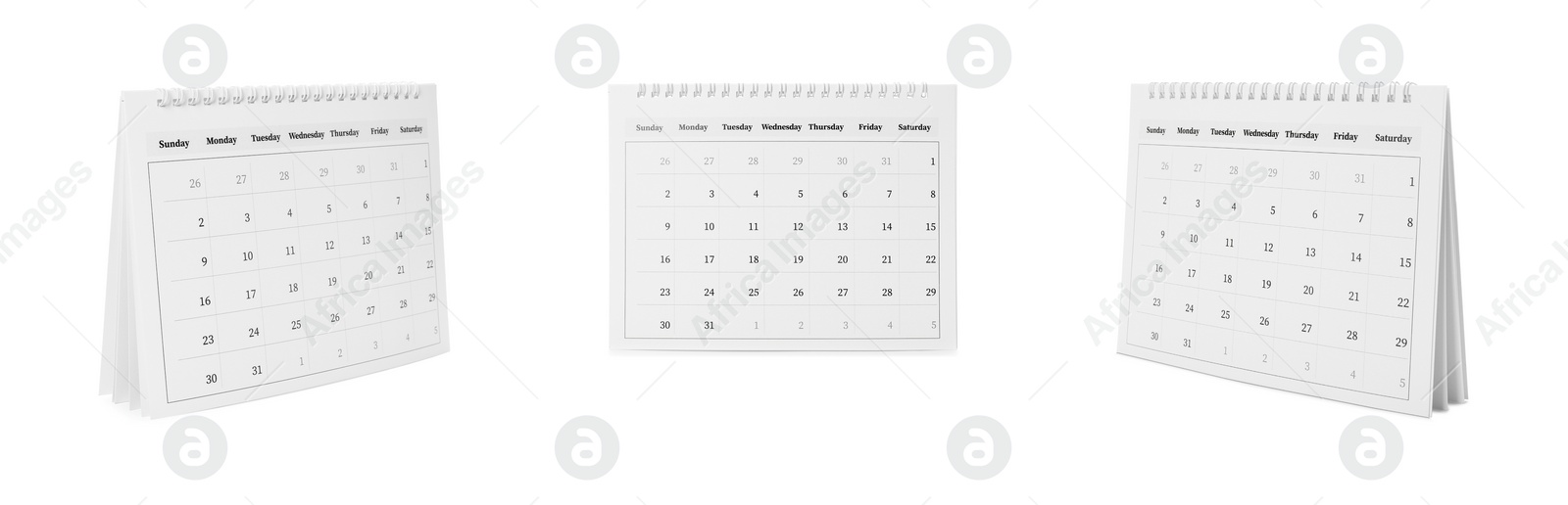 Image of Collage of paper calendar on white background