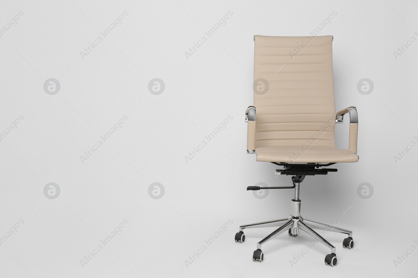 Photo of Comfortable office chair on white background, space for text