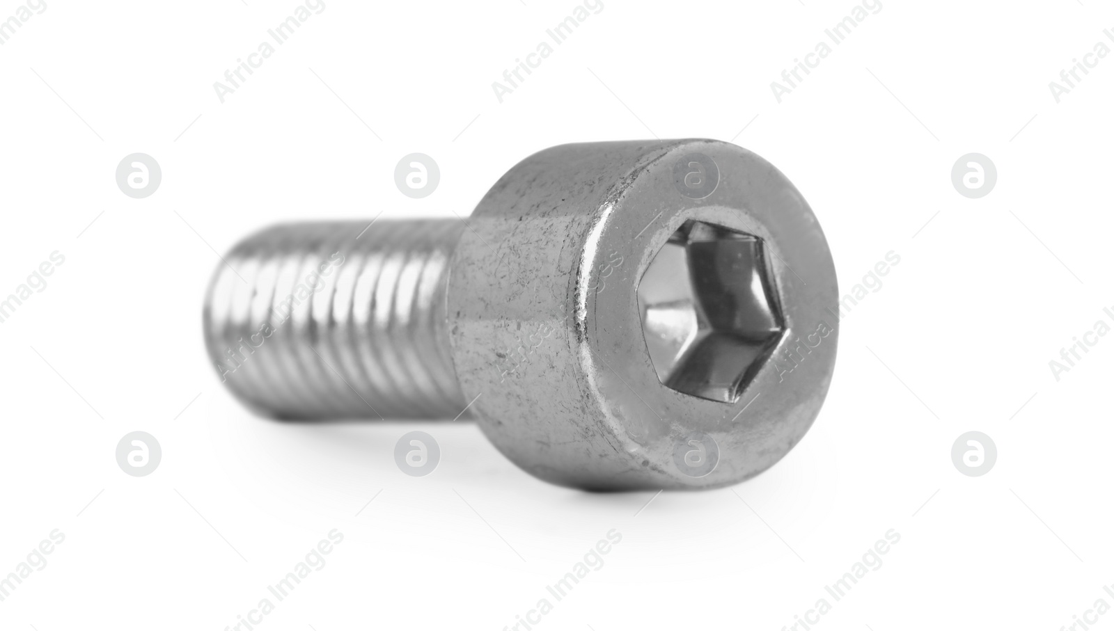 Photo of One metal socket bolt isolated on white