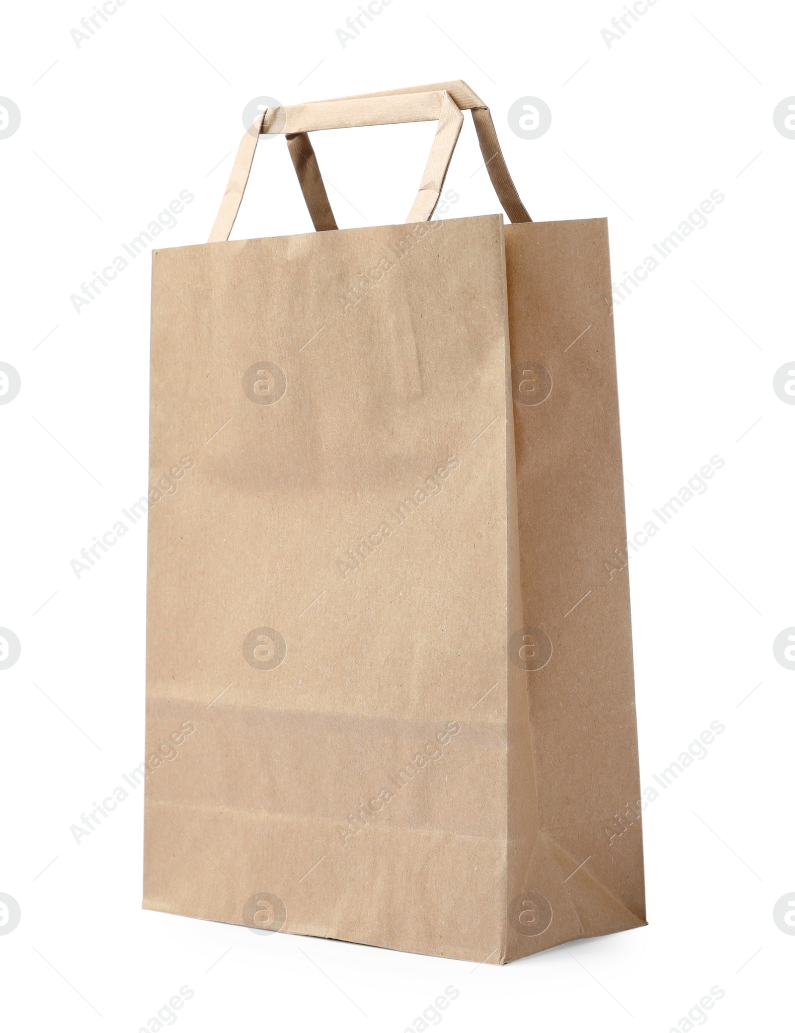 Photo of Kraft shopping paper bag isolated on white