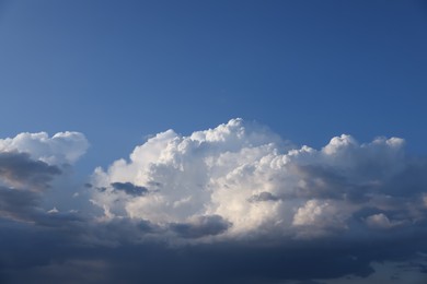 Picturesque view of beautiful blue sky with fluffy white clouds