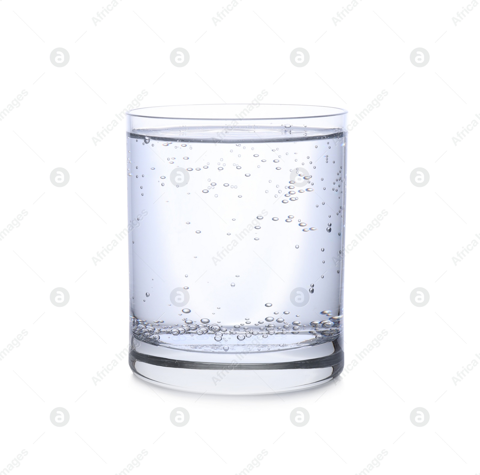 Photo of Glass of pure water on white background