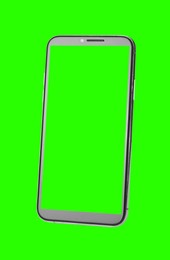 Image of Smartphone with green screen on color background. Mockup for design