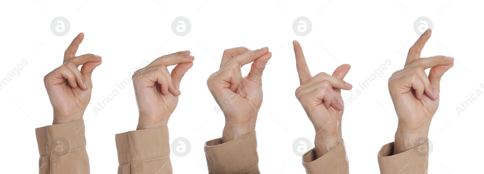 Image of Collage with photos of women snapping fingers on white background, closeup. Banner design