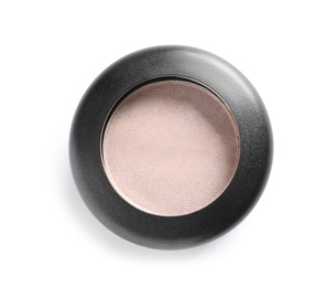 Photo of Eye shadow on white background, top view. Decorative cosmetics