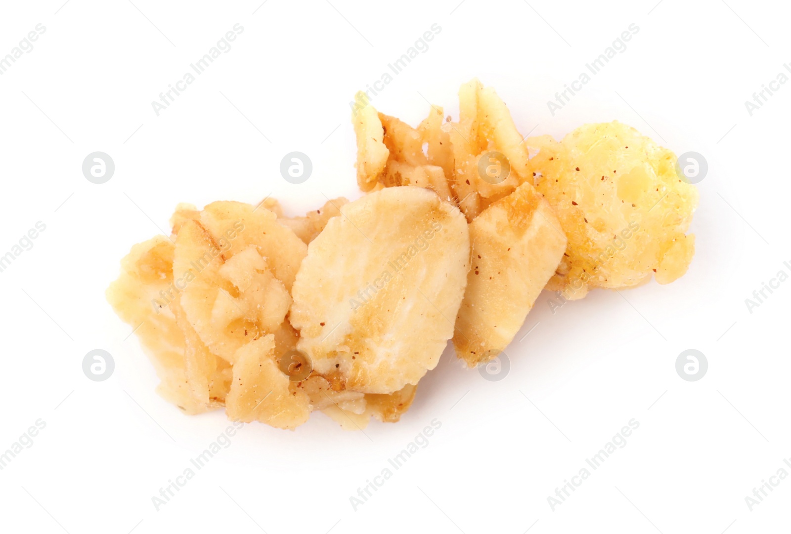 Photo of Delicious granola on white background. Healthy snack