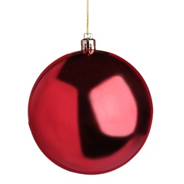 Photo of Beautiful red Christmas ball isolated on white