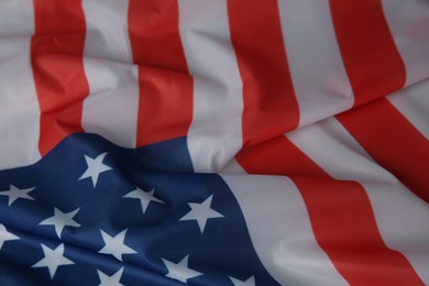 Flag of USA as background, closeup view