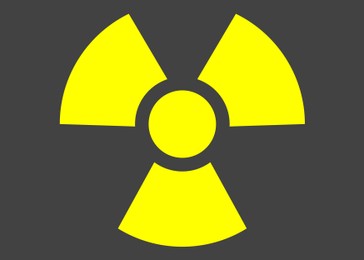 Illustration of Radioactive sign on grey background. Hazard symbol