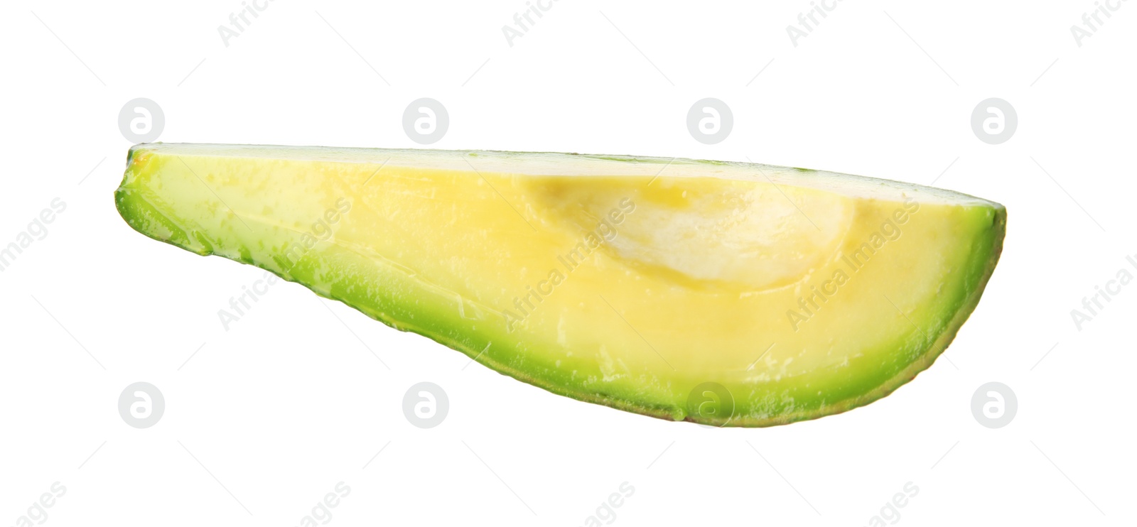 Photo of Slice of raw avocado isolated on white