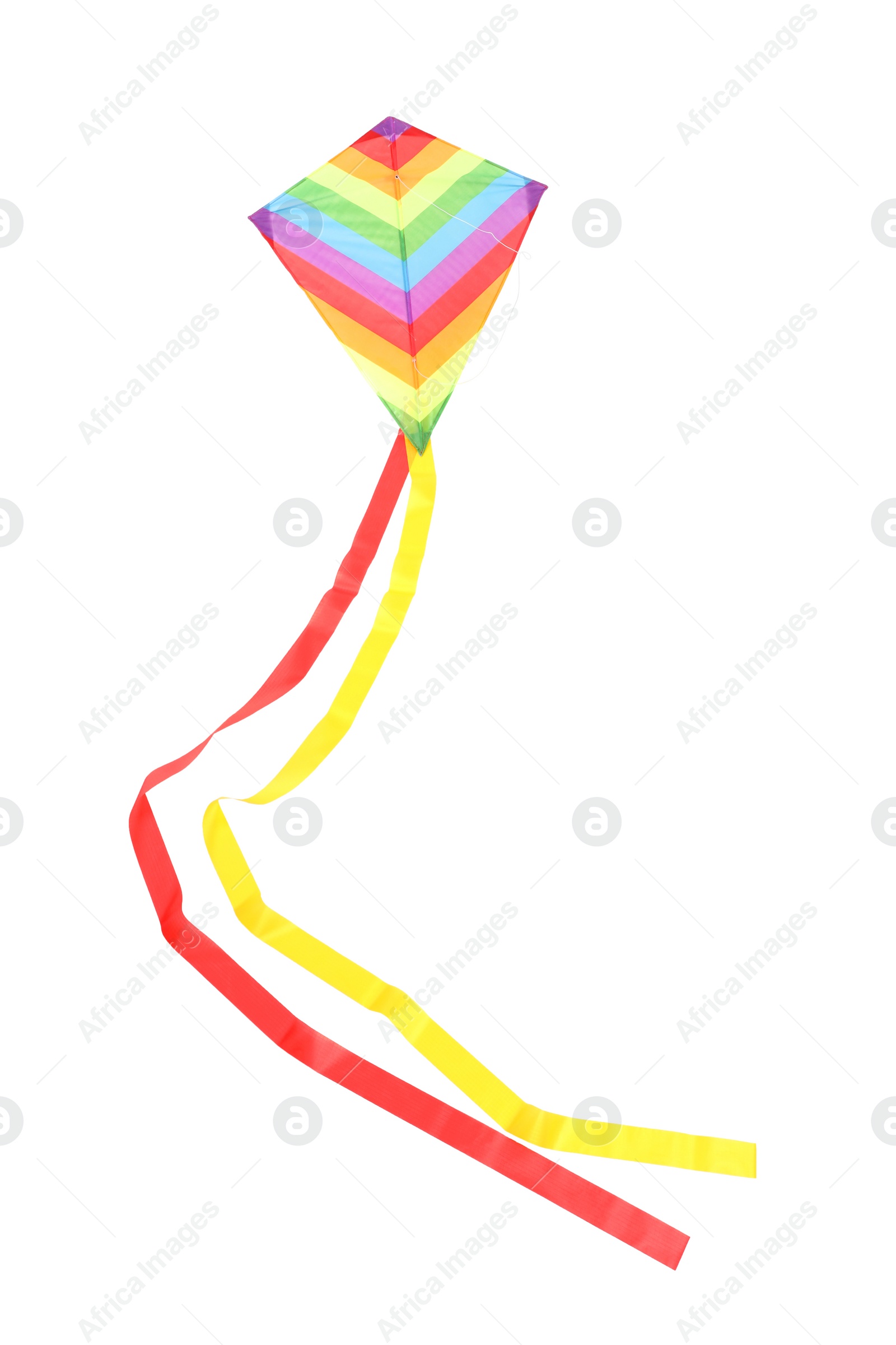 Photo of Beautiful bright rainbow kite isolated on white