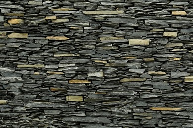 Photo of Beautiful stone wall as background, closeup view