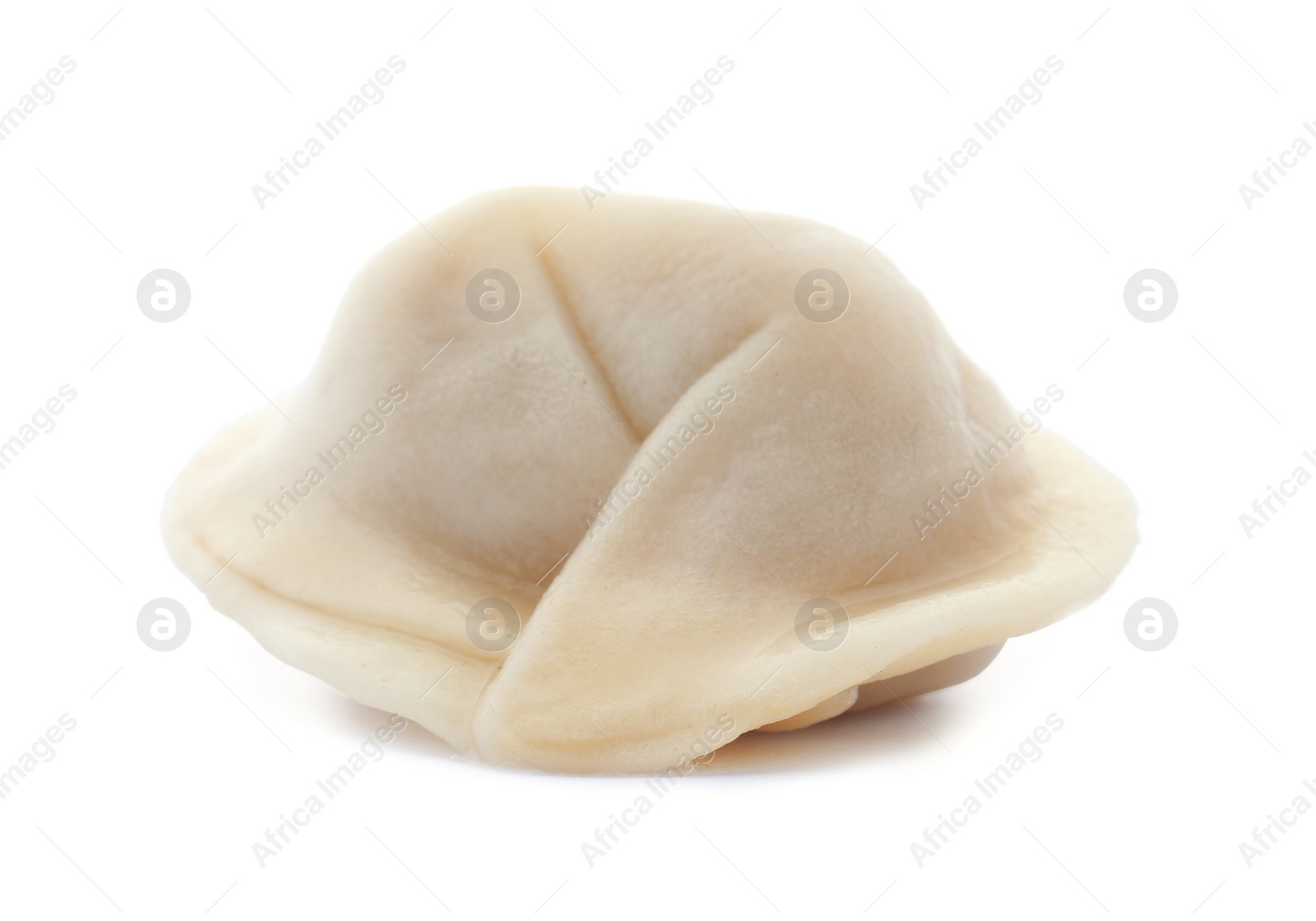 Photo of Tasty fresh boiled dumpling on white background