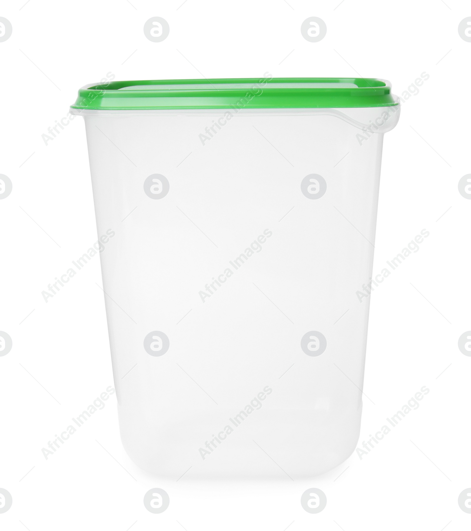 Photo of Empty plastic container on white background. Food storage