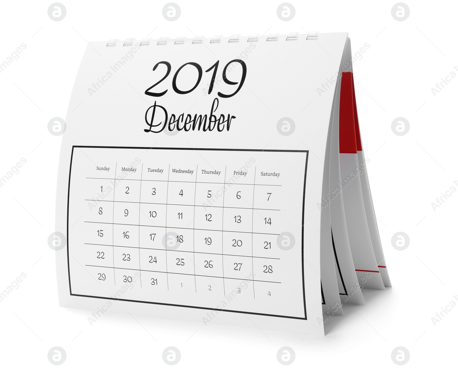 Photo of Paper calendar isolated on white. Planning concept