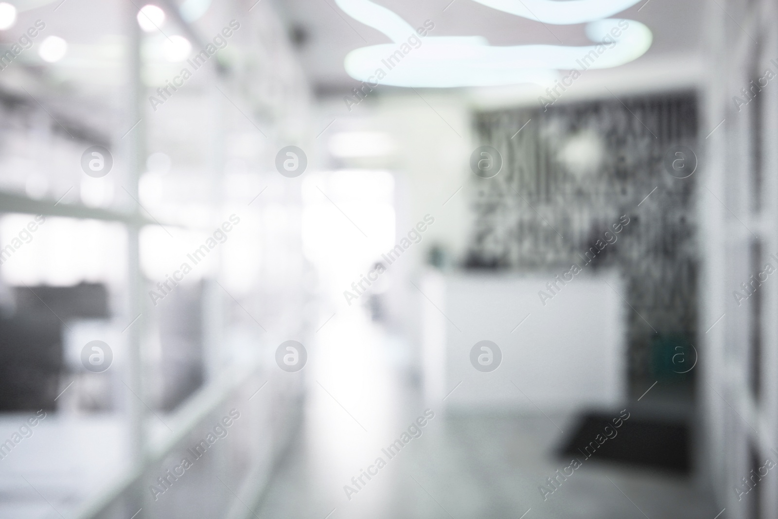 Image of Office interior. Blurred view of comfortable workspace