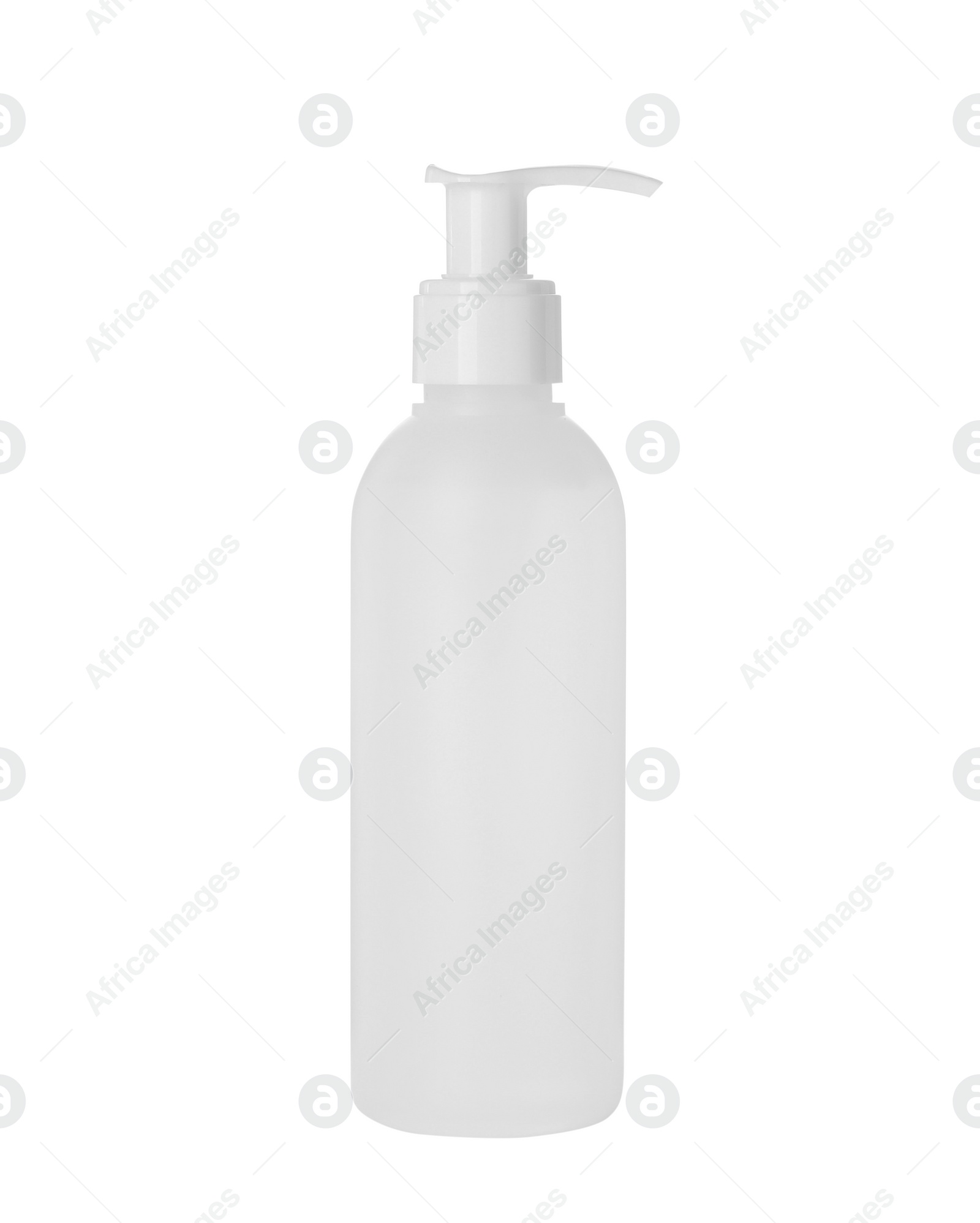 Photo of Bottle of face cleansing product isolated on white