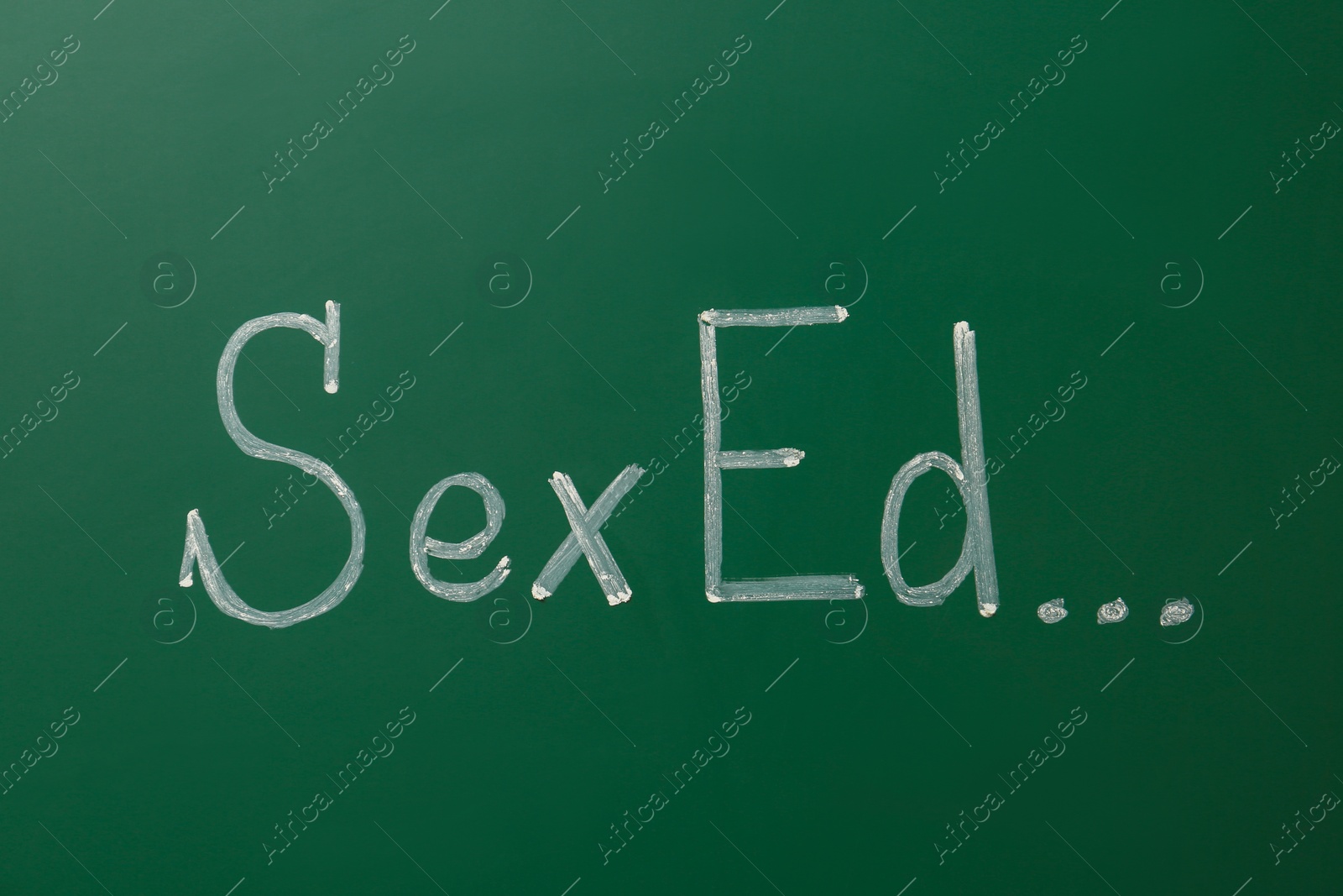 Photo of Text "SEX ED" written on green chalkboard