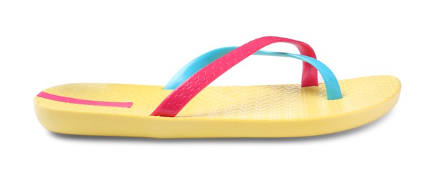 Single yellow flip flop isolated on white