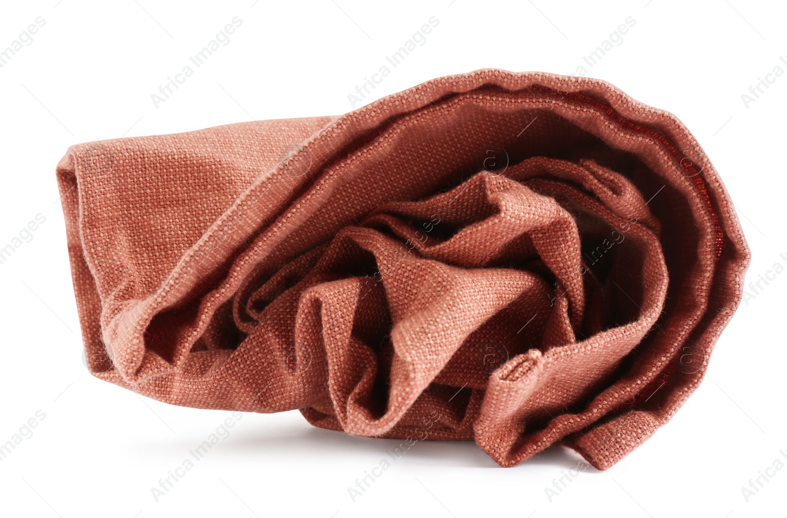 Photo of Crumpled color fabric napkin isolated on white
