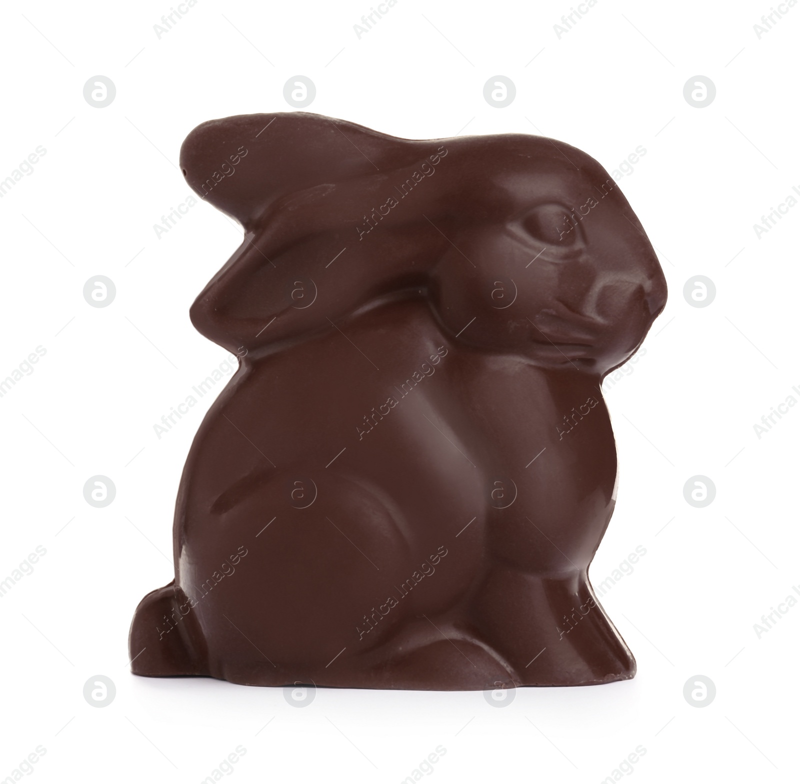 Photo of Chocolate bunny isolated on white. Easter celebration