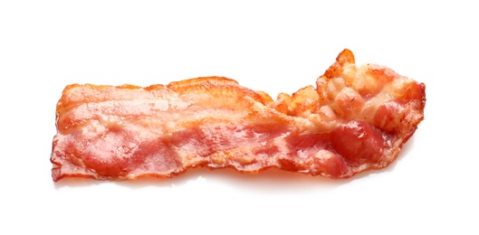 Photo of Fried bacon on white background