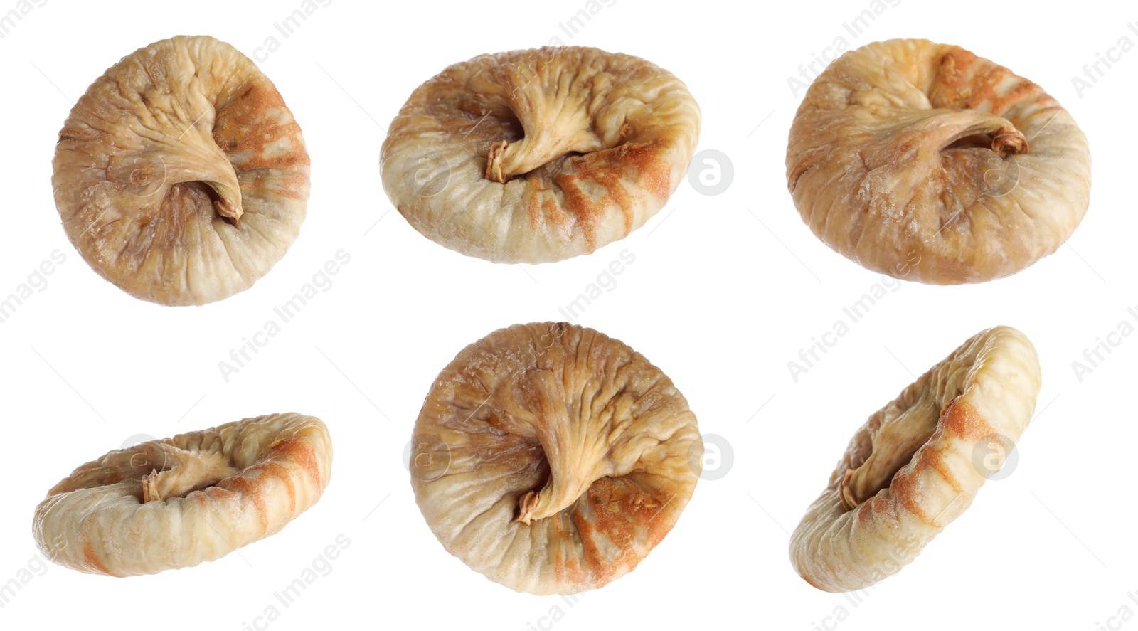 Image of Dried fig fruits falling on white background. Banner design