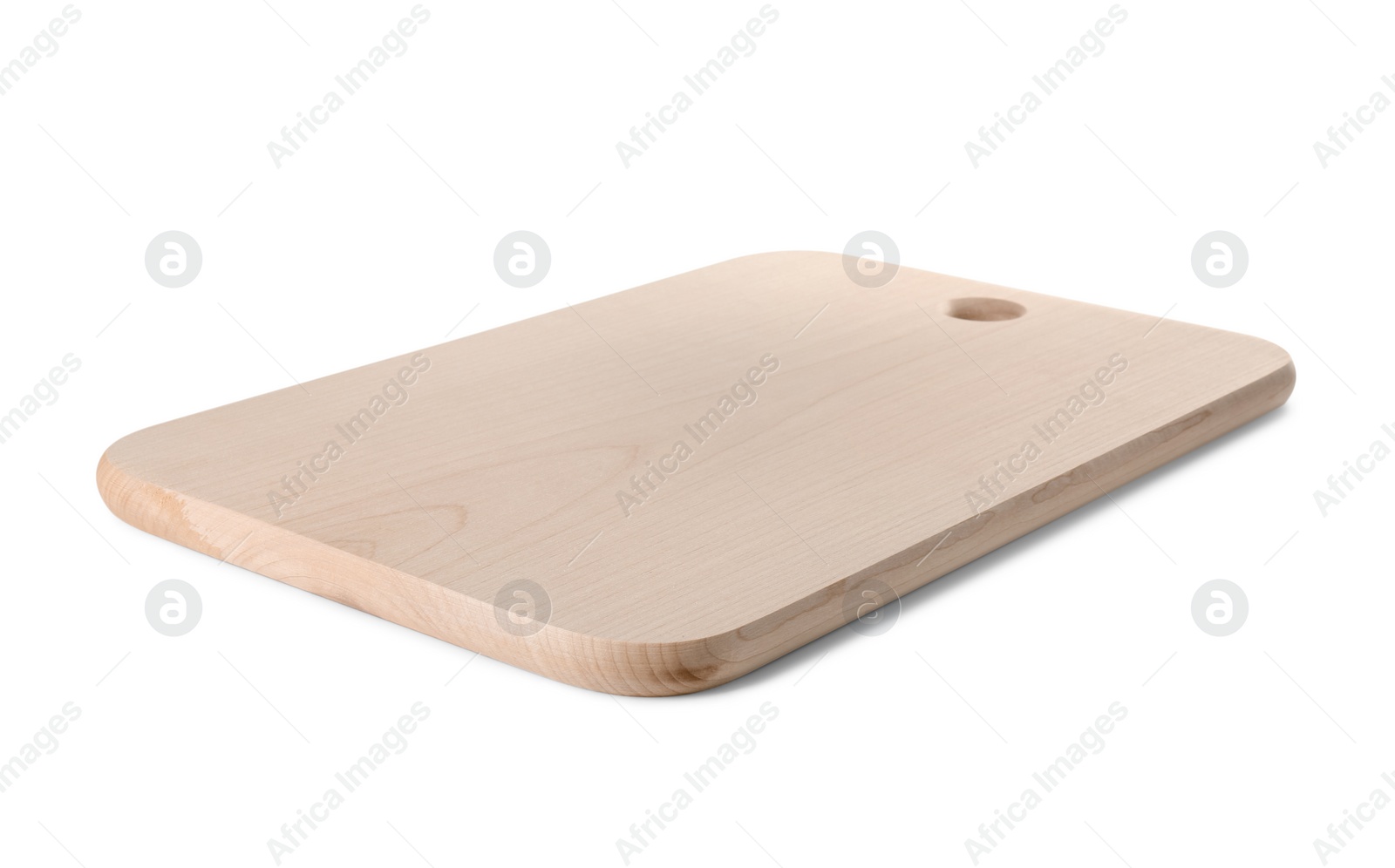 Photo of One wooden cutting board on white background