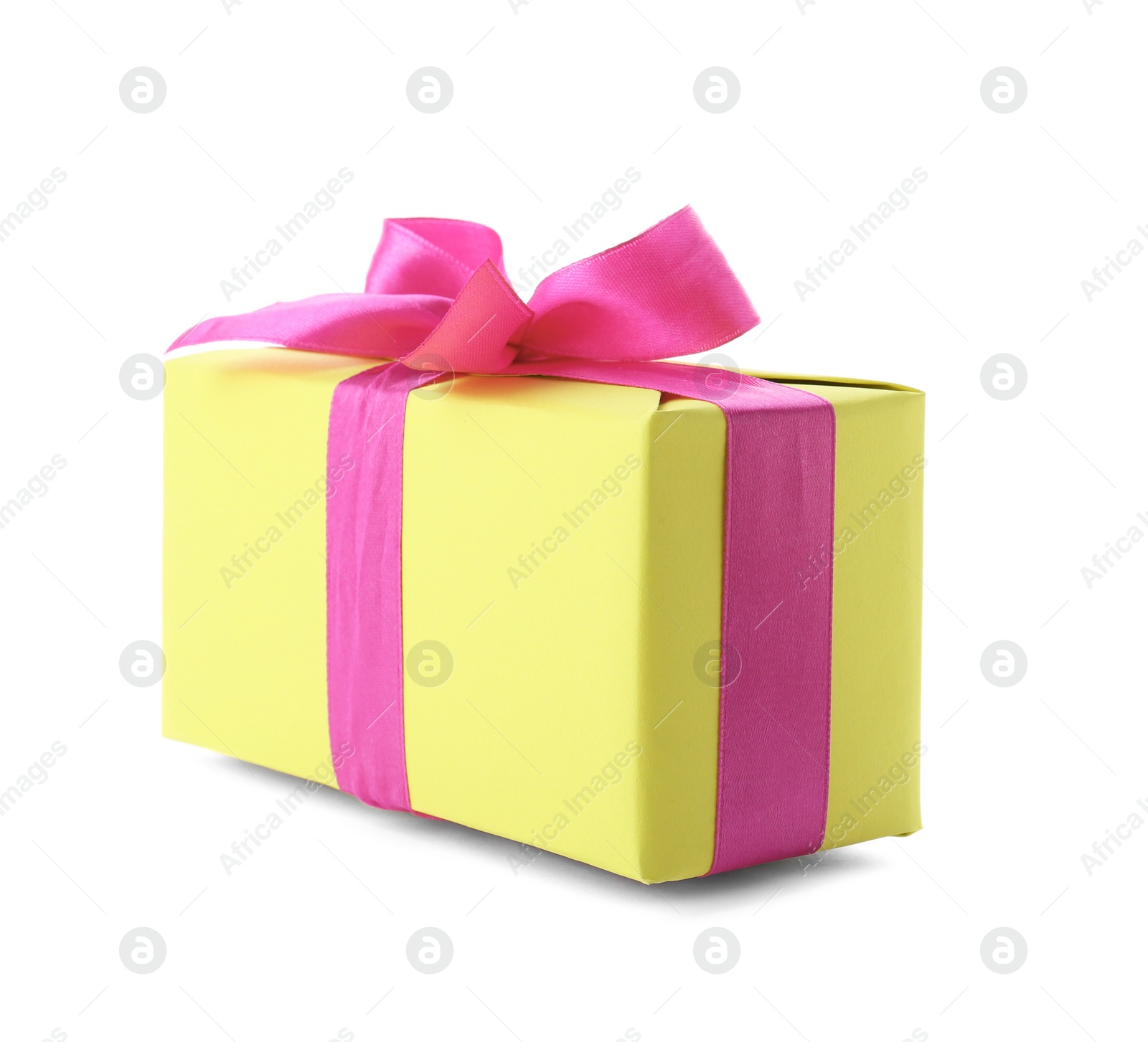 Photo of Beautiful gift box with ribbon on white background