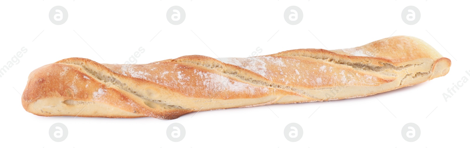 Photo of Tasty baguette isolated on white. Fresh bread