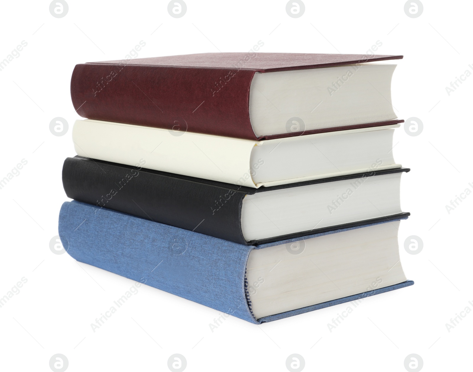 Photo of Stack of hardcover books isolated on white